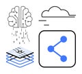 Artificial Intelligence, Data Sharing, Cloud Storage, and Integrated Technology Concept Royalty Free Stock Photo