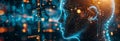 Artificial intelligence and data visualization with a futuristic digital human face Royalty Free Stock Photo