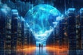 Artificial intelligence digital brain future technology on computer motherboard. binary data. AI brain. Futuristic Royalty Free Stock Photo