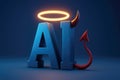 Artificial Intelligence duality with halo and devil horns and tail good Royalty Free Stock Photo