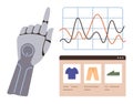 Artificial Intelligence in E-Commerce Robotic Hand, Data Analytics Graph, and Digital Shopping Interface Royalty Free Stock Photo