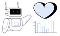 AI Robot with Heart Symbol and Bar Graph Technologys Role in Emotional Connection and Data Insights Royalty Free Stock Photo