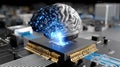 Artificial intelligence entity: cyber link, machine insight, neural exchange, futuristic logic, cloud function, chatbot Royalty Free Stock Photo