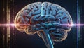 Artificial intelligence in the form of a brain. Digital technologies. Neural networks. Neural chip. The concept of