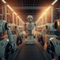 artificial intelligence future industry engineering. AI computer technology smart factory, industry 4.0, M2M Royalty Free Stock Photo