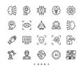 Artificial intelligence and Future robot technology line icon set