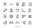 Artificial intelligence and Future robot technology line icons set