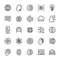 Artificial intelligence and Future robot technology 25 line icons