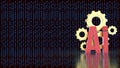 Artificial Intelligence Gears with Binary Code 3d render Royalty Free Stock Photo