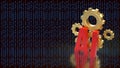 Artificial Intelligence Gears with Binary Code 3d render Royalty Free Stock Photo