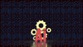 Artificial Intelligence Gears with Binary Code 3d render Royalty Free Stock Photo