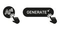 Artificial Intelligence Generate Button Click Cursor Hand Solid Icon Set. Digital Creativity Innovation Machine Learning Royalty Free Stock Photo