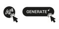 Artificial Intelligence Generate Button Click Cursor Hand Solid Icon Set. Digital Creativity Innovation Machine Learning Royalty Free Stock Photo