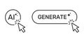 Artificial Intelligence Generate Button Cursor Click Line Icon Set. Digital Creativity Innovation Machine Learning User Royalty Free Stock Photo