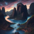 beautiful and painterly image of the topography landscape nature of the world.