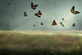 image of a field of wildflowers with butterflies flitting among them.