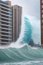 image of the big wave of water rushing through anything its passes whereby creating a powerful splash of foam. Royalty Free Stock Photo