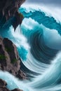 image of the big wave of water rushing through anything its passes whereby creating a powerful splash of foam. Royalty Free Stock Photo