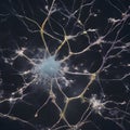 a cluster of neuron floats and branches out with axons and dendrites of cells in the brain\'s outer layers.