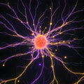 a cluster of neuron floats and branches out with axons and dendrites of cells in the brain\'s outer layers.