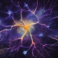 a cluster of neuron floats and branches out with axons and dendrites of cells in the brain\'s outer layers.