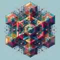 image of geometric metatron cube pattern artwork. Royalty Free Stock Photo