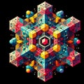 image of geometric metatron cube pattern artwork. Royalty Free Stock Photo