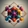 image of geometric metatron cube pattern artwork. Royalty Free Stock Photo