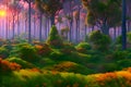 image of the painterly psychedelic woodland landscape.