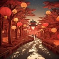 image of paper cut artwork, Chinese Lunar New Year festival illuminate.