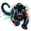 image watercolor of wild animal roaring and charging directly towards the camera with a fierce expression. Royalty Free Stock Photo