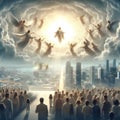 painterly image of revelation rapture of the return of Christ to earth.