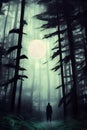 image of the a vivid illustration of a mysterious shadow creature cloaked in shadowy forest scene. Royalty Free Stock Photo