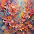 painting image of the majestic,ornate,acrylic,exploding prisms of vibrant dynamic colors of springtime.