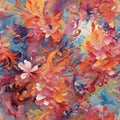 painting image of the majestic,ornate,acrylic,exploding prisms of vibrant dynamic colors of springtime.