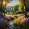 painting images of beautiful impressionist landscape.