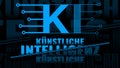 Artificial Intelligence (in german KÃ¼nstliche Intelligenz) lettering - modern technology logo blue design Royalty Free Stock Photo