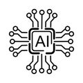 Artificial intelligence hand drawn Ai microchip processor line hand drawn icon set Royalty Free Stock Photo