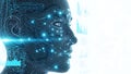 Artificial Intelligence Head Profile with Data Visualization Royalty Free Stock Photo