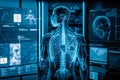 Artificial Intelligence in Healthcare. Abstract technology futuristic concept. Human body digital health care system. Generative Royalty Free Stock Photo