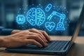 Artificial intelligence in healthcare concept using laptop for medical research and development Royalty Free Stock Photo