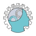 Artificial intelligence human profile gear circuit Royalty Free Stock Photo