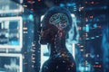 Artificial intelligence humanoid capturing and transmitting brain signals to connected device.