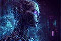 Artificial intelligence humanoid cyber robot futuristic digital technology concept