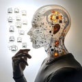 Artificial intelligence humanoid head circuit board technology concept Royalty Free Stock Photo