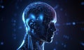 Artificial intelligence in humanoid head. Creating using generative AI Royalty Free Stock Photo