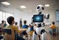 AI education concept with robot teacher in class at school Royalty Free Stock Photo