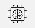 Artificial Intelligence Icon. AI Brain Computer Chip Circuit Processor CPU Technology Sign Symbol Royalty Free Stock Photo