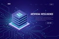 Artificial intelligence icon AI, isometric cloud computing concept, data mining, isometric, neural network, machine Royalty Free Stock Photo