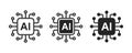 Artificial intelligence icon. AI processor chip icon. AI Processor circuit vector set. Mini AI CPU icon collection